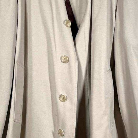 London Fog Towne Men’s Vintage Retro Classic Trench Coat Lined Tan Size 44R - Picture 10 of 12
